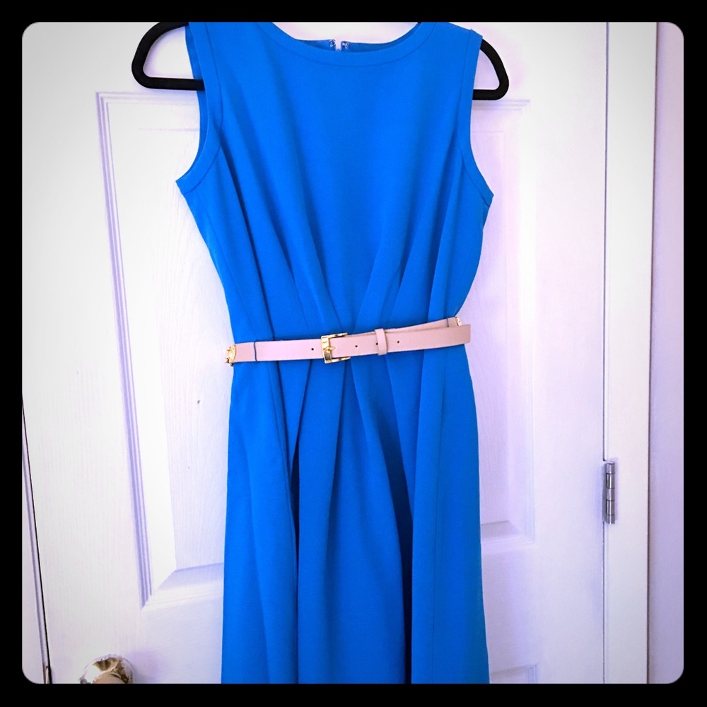 Tahari blue dress with belt