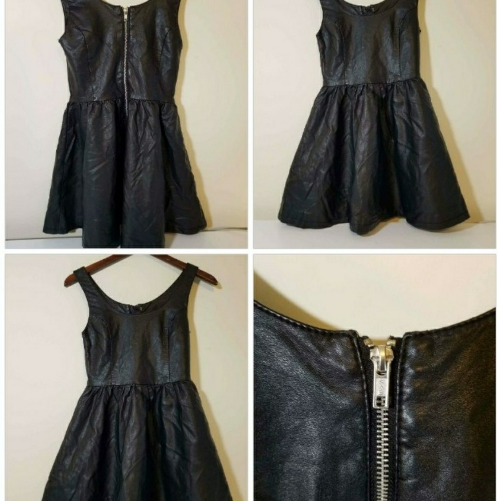 Black Leather Skater Dress