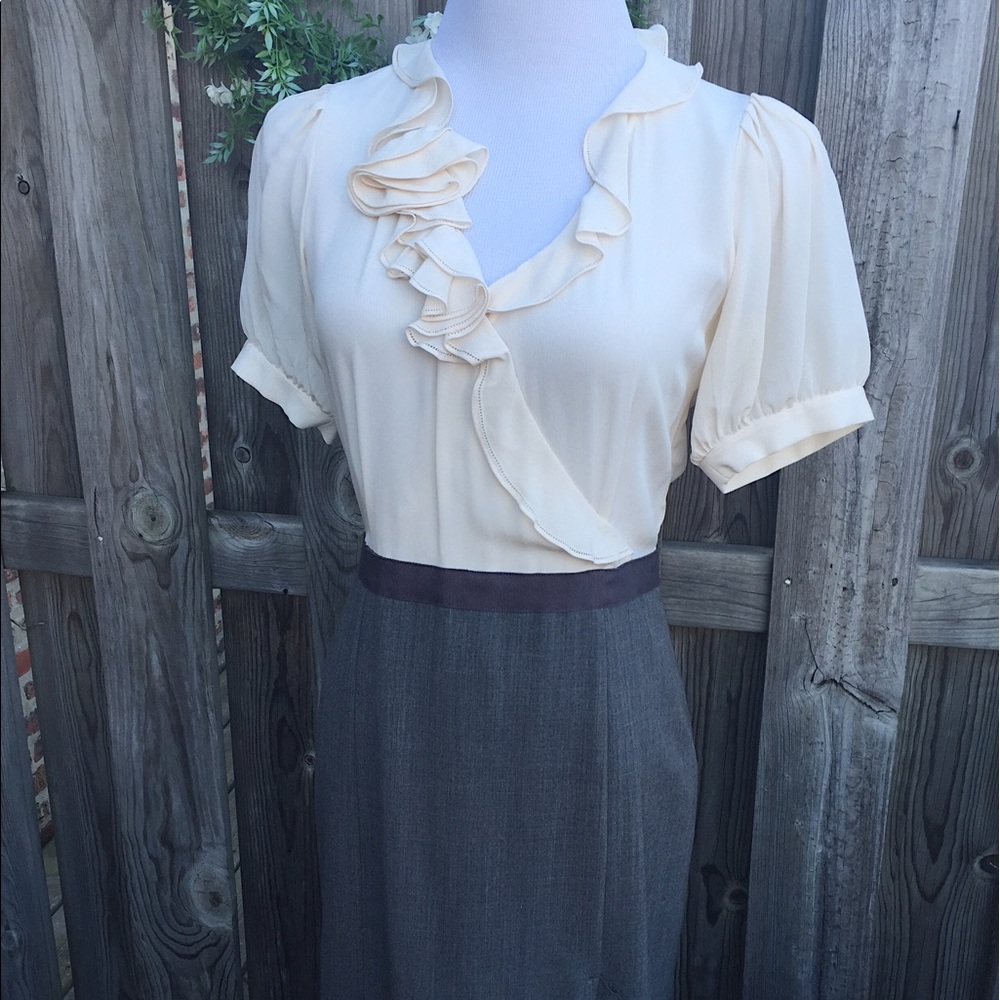 Rebecca Taylor Sz 6 Wool & Silk Ruffle Work Dress