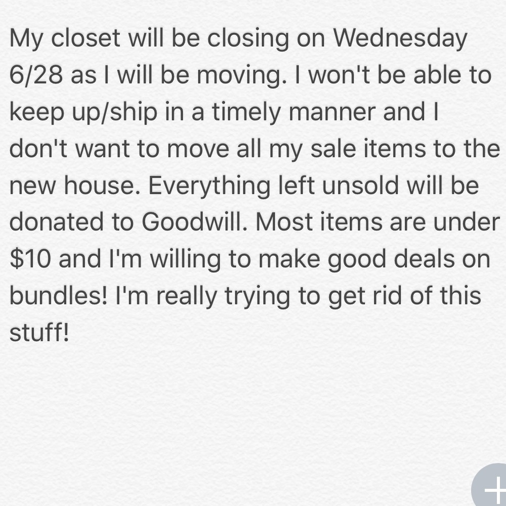 Closet closing SALE