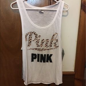 Vs pink leopard tank top large