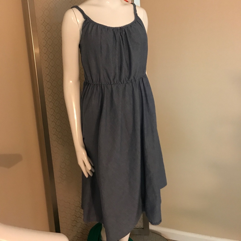 Chambray spaghetti strap a-line dress