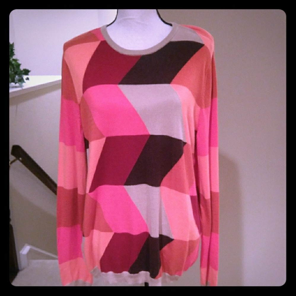 Pink and orange zigzag sweater