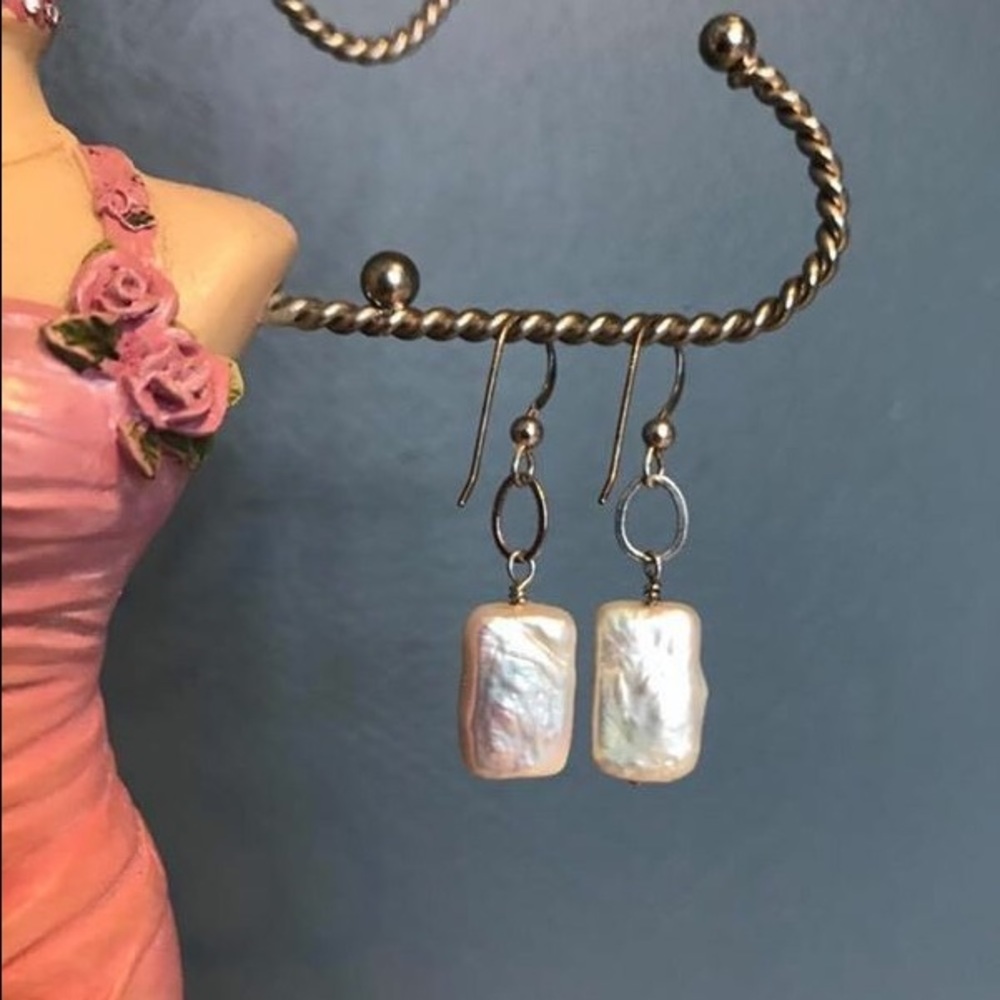 Rectangular Freshwater Pearl Earrings
