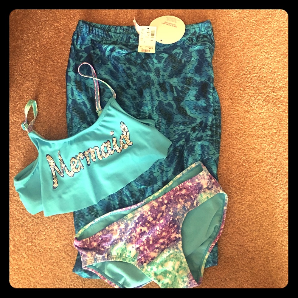 Justice mermaid bikini and mermaid tail cover up