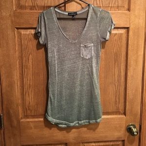 Washed Out Army Green V-Neck