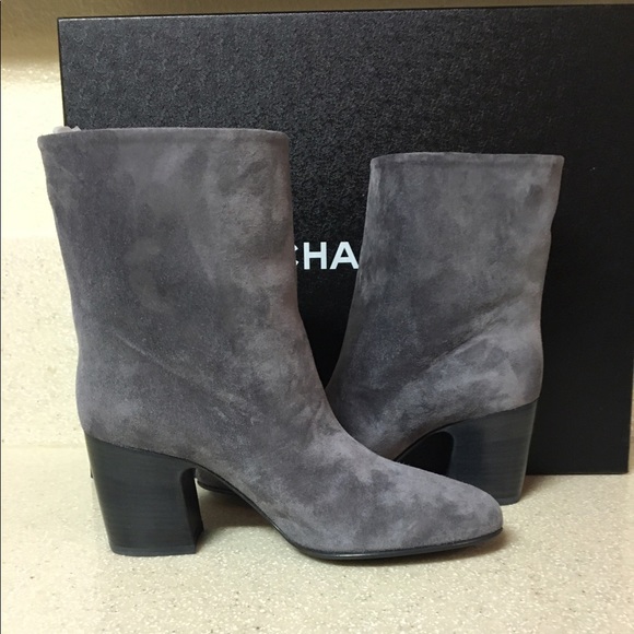 Chanel Classic Grey Suede CC Short Boot Size 38 - Picture 5 of 8