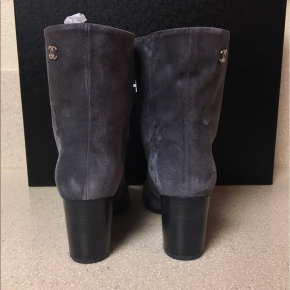 Chanel Classic Grey Suede CC Short Boot Size 38 - Picture 6 of 8