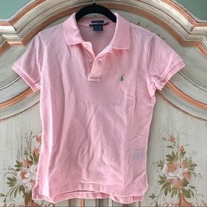 Ralph Lauren Skinny Polo. Size M Pink Vintage Prep