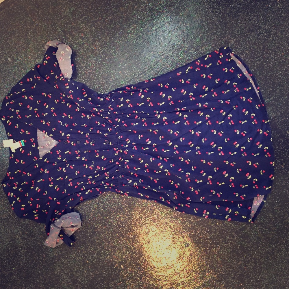 Cherry dress button up shirt dress
