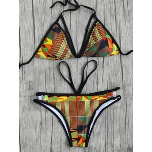 sexy geometric kente print 2 piece bikini
