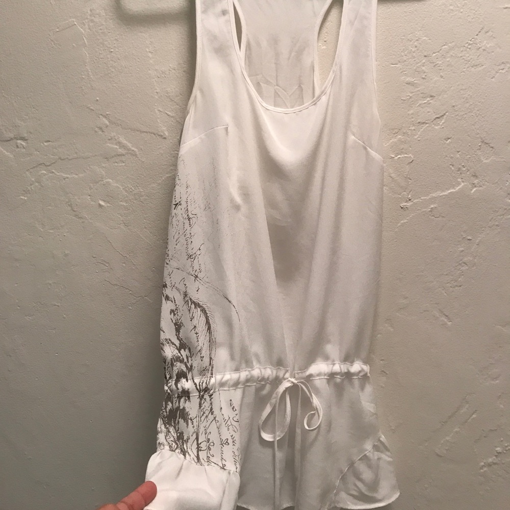 Long silky white tank