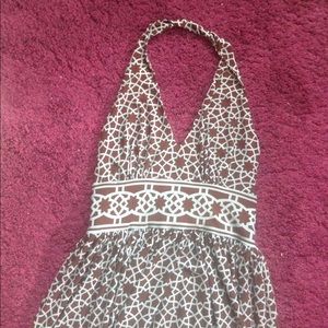 Blue & brown halter sundress