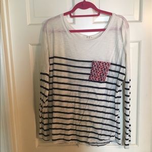 Striped, pocketed long sleeve shirt