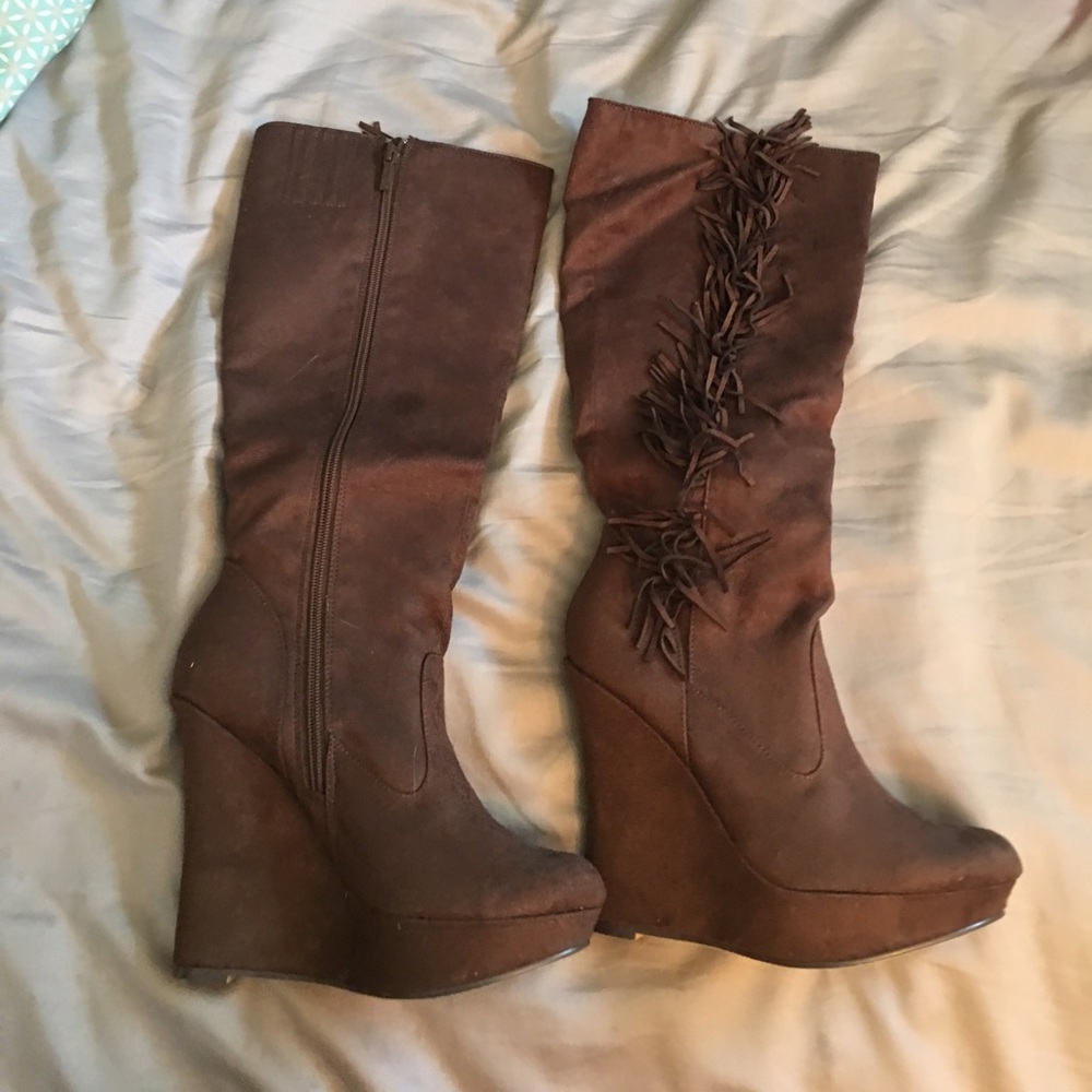 brown wedge boots
