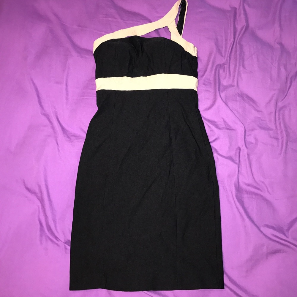 Black and cream one strap dress