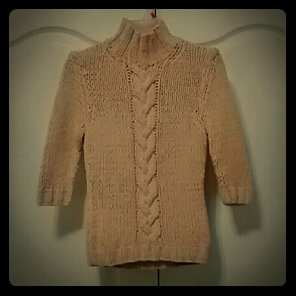 J. Crew 3/4 Sleeve Cable Turtleneck Sweater Small