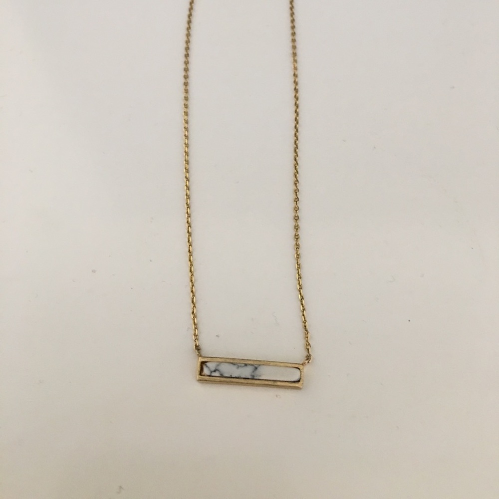 White Granite Bar Necklace