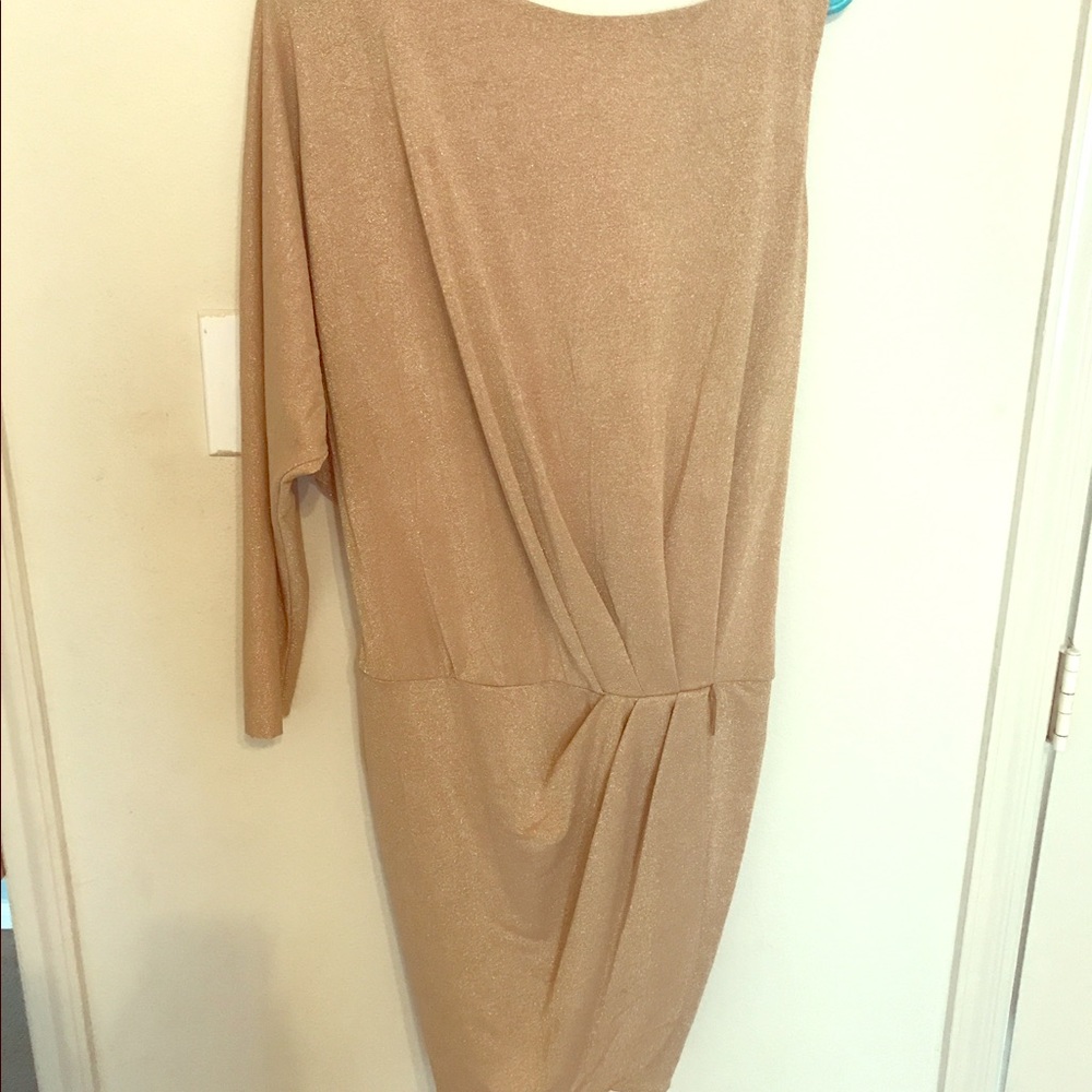 Bebe gold one sleeve dress