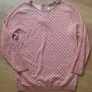 LOFT pink polka dot sweater