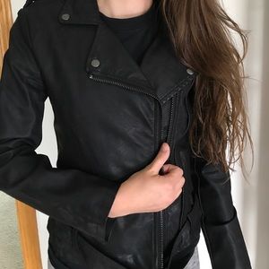 Black zip jacket with belt