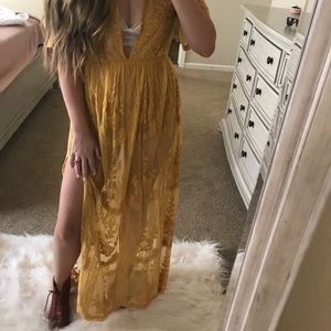 Gorgeous mustard lace romper