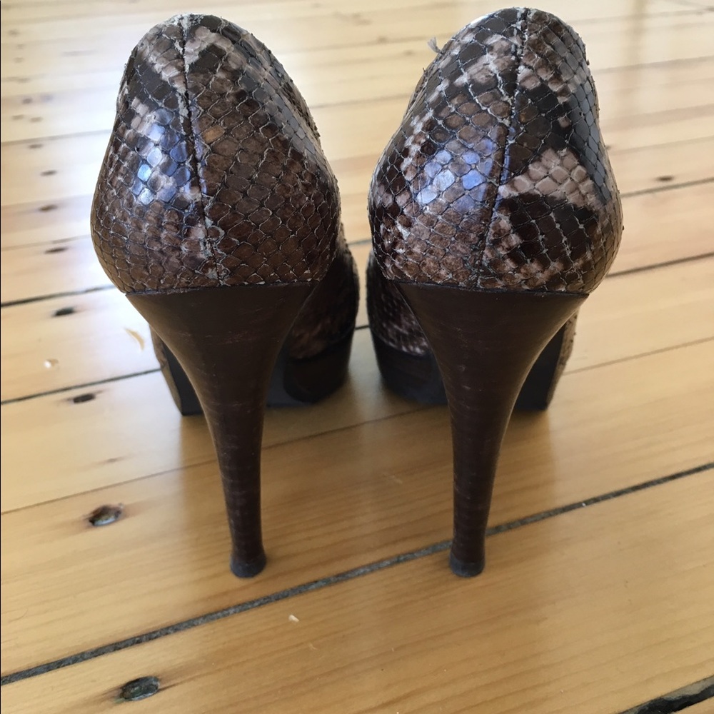 Brown Python Print Stuart Weitzman Platform Pumps - image 4