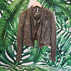 HOLD Free people khaki crochet moto jacket