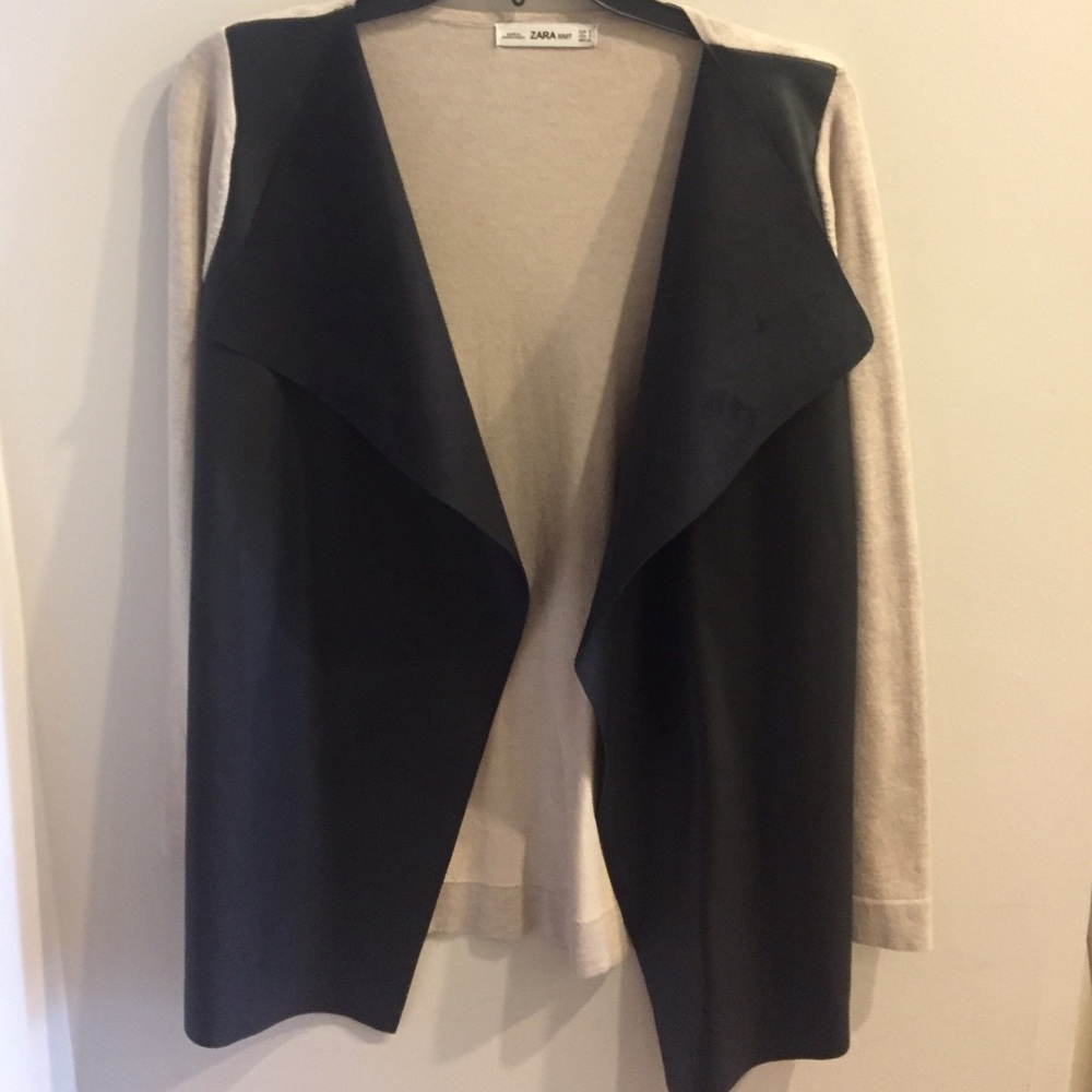 ZARA Cardigan with Suede Lapels