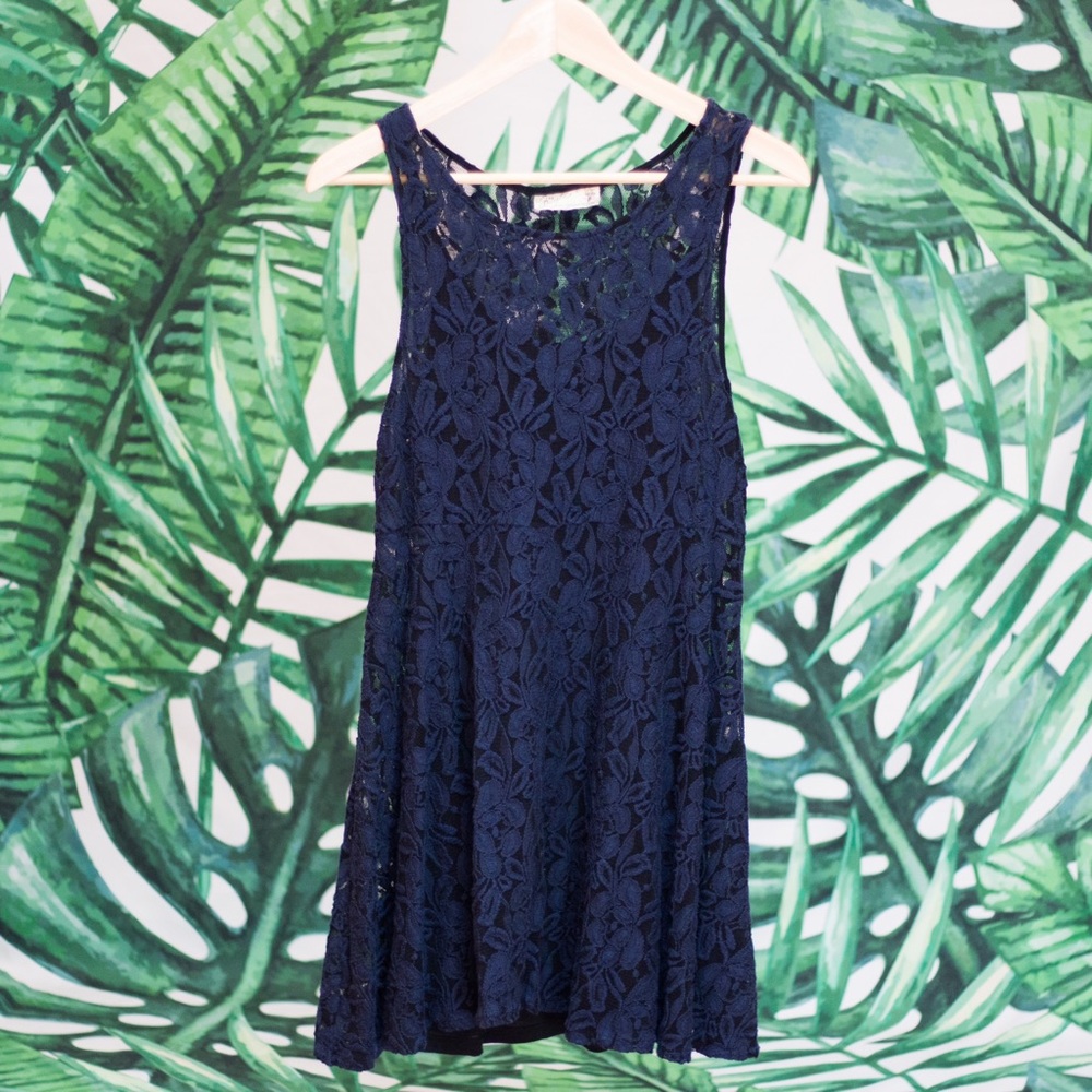 Free people navy lace tank dress