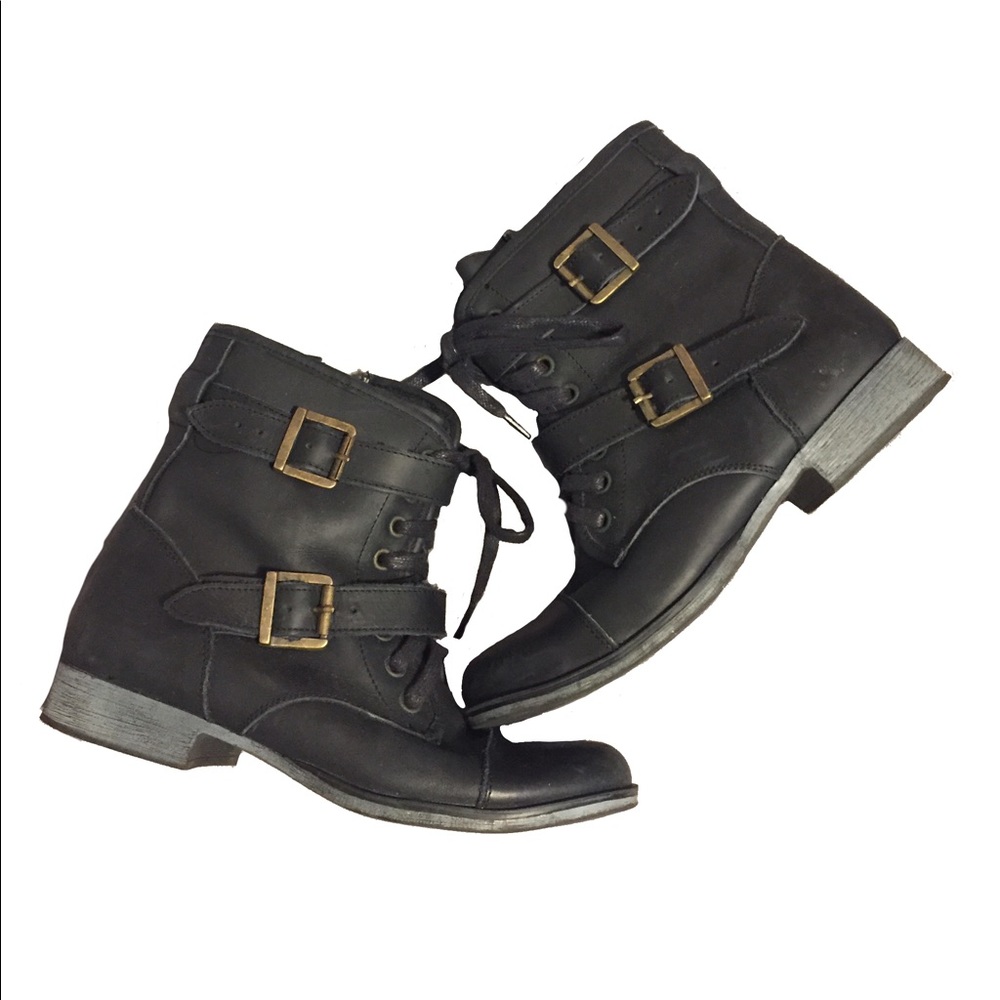 Dolce Vita black combat buckle boots