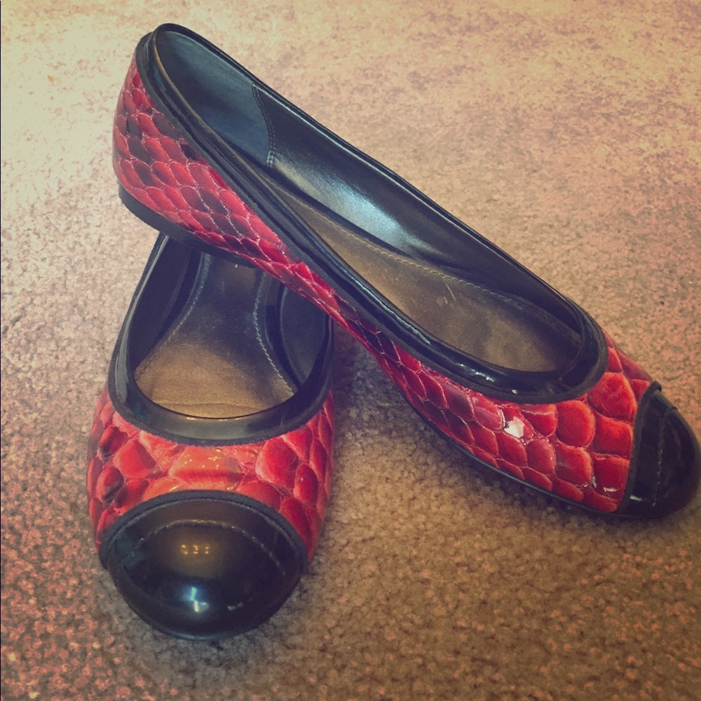 Linea Paolo patent leather faux python flats