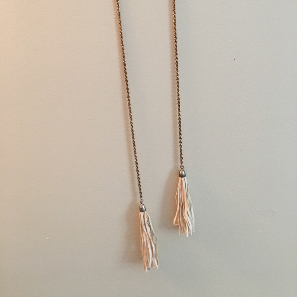 Gold long tassel necklace