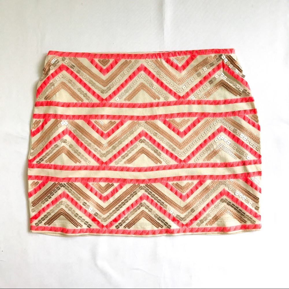 Express coral tribal print skirt