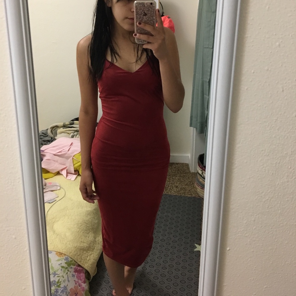 NWT red suede midi dress