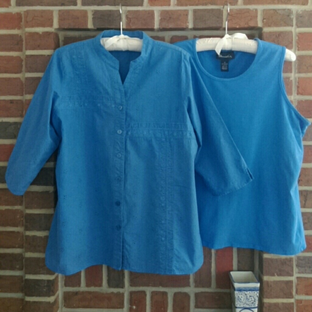 Eyelet blouse & top set