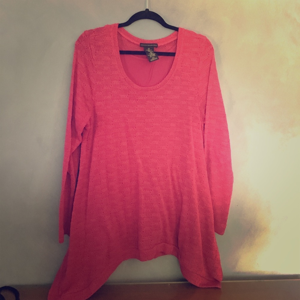 Magenta shark bite sweater