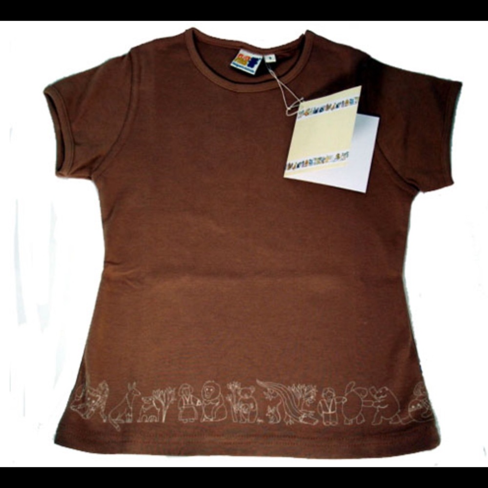 Girls tee- brown world print