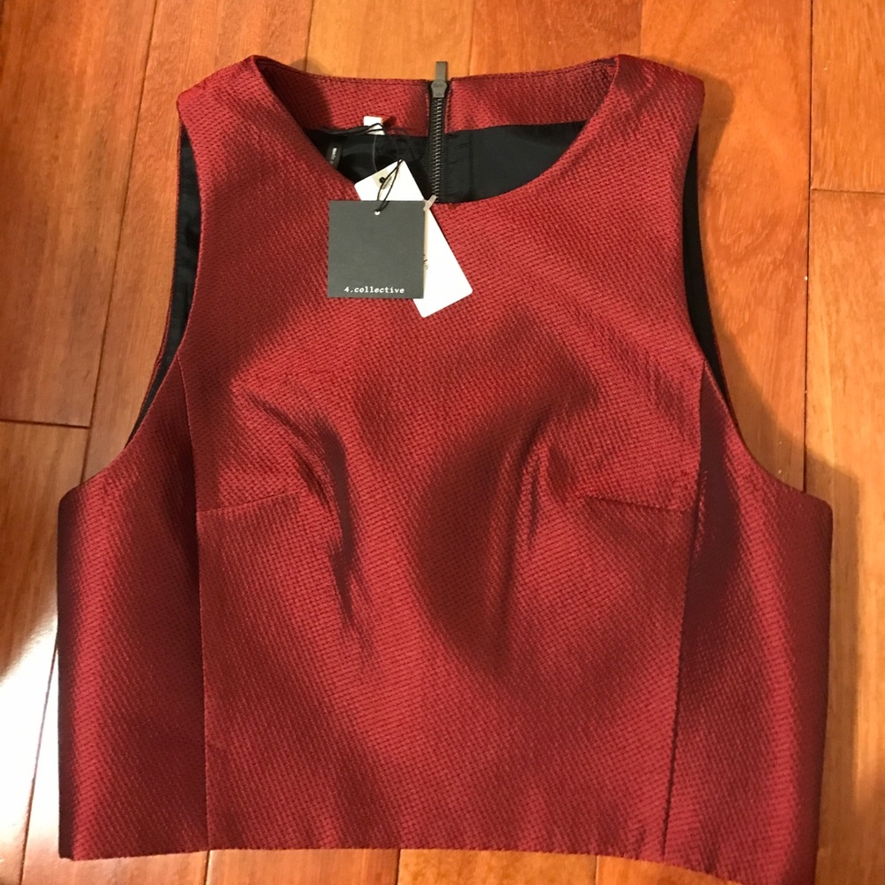 NWT Anthropologie Crop Top in Holiday Red, Sz 2