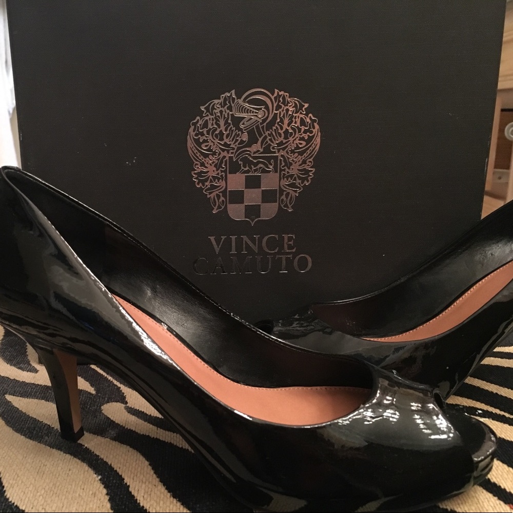 Black patent peep toe Vince camuto