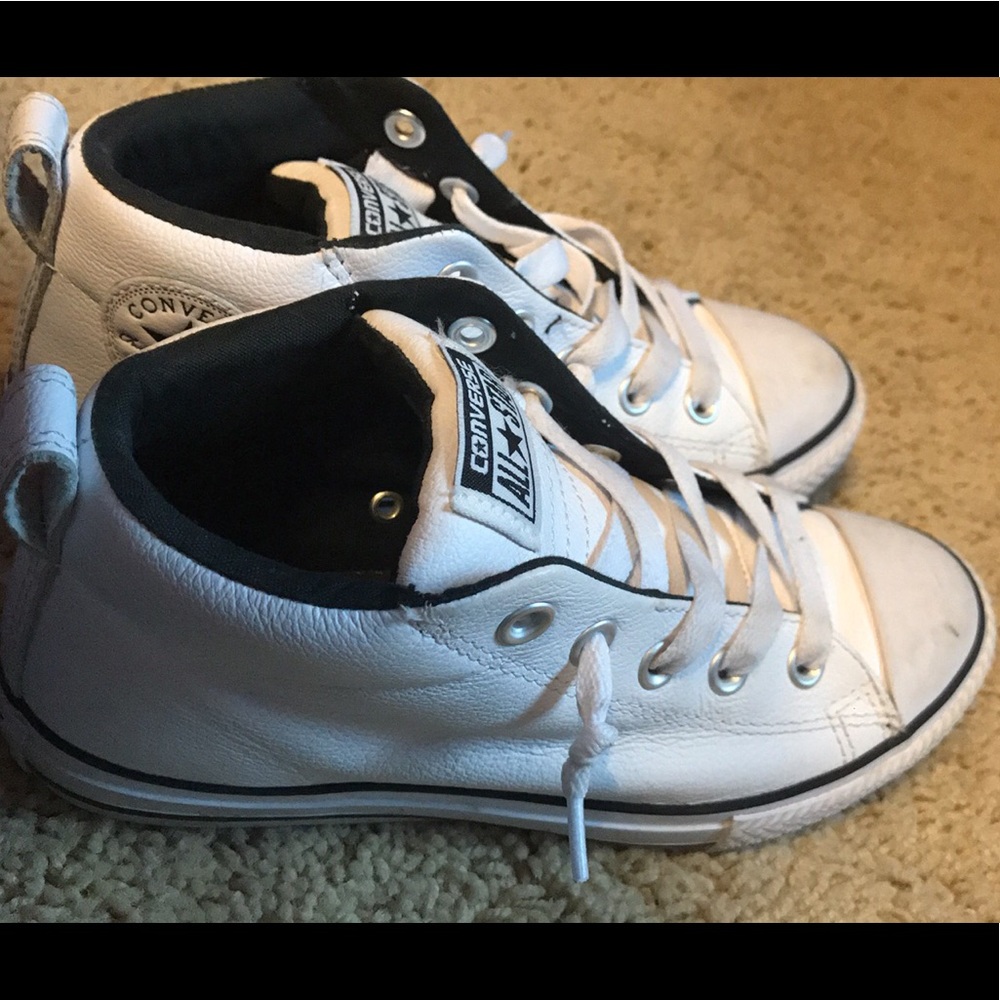 white leather converse