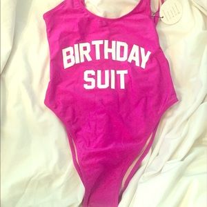 One piece "birthday suit" swimsuit