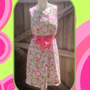 Kim Rogers Collection Pink Green Ribbon Dress 16