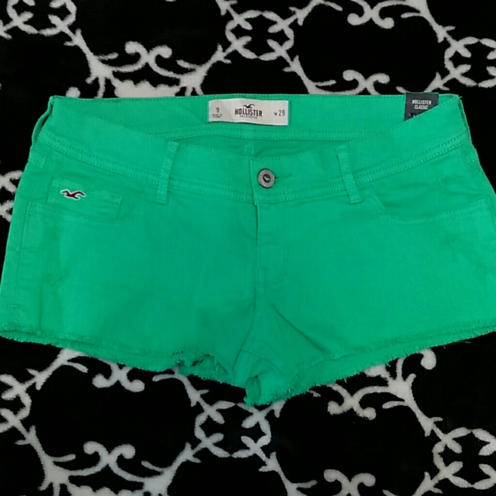 Hollister classic teal denim cut off shorts