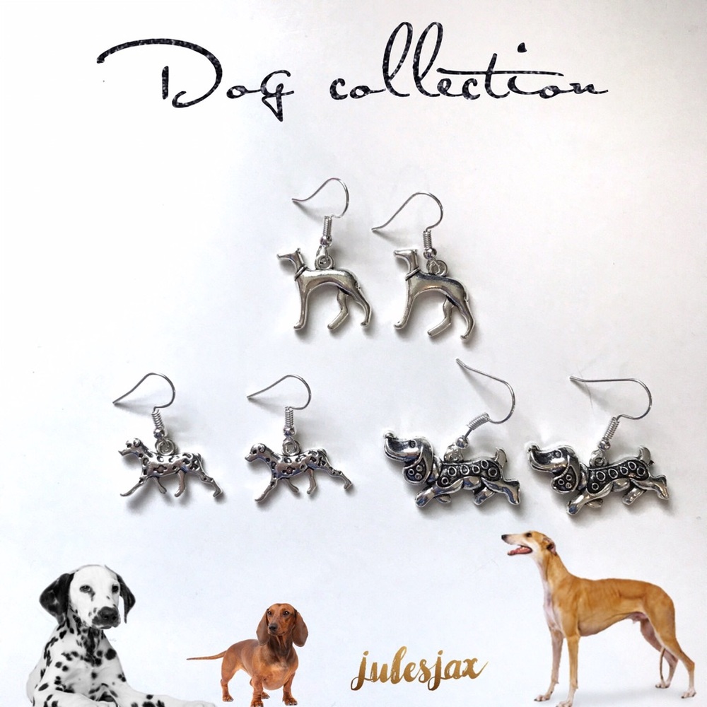 🐶earrings: dachshund, greyhound, Dalmatian dog