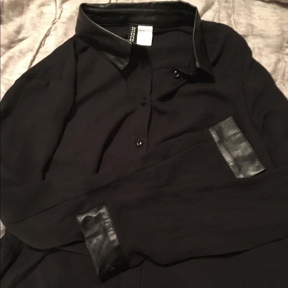 Divided H&M pleather button up sheer