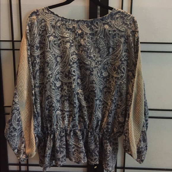 Boho paisley tassel lace up cotton blouse - Picture 3 of 3