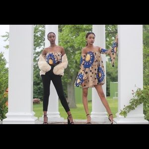 This beautiful African print flared armed dress.