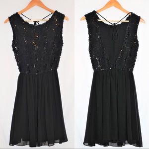 ASOS Black Sequined Floral Party Dress 4