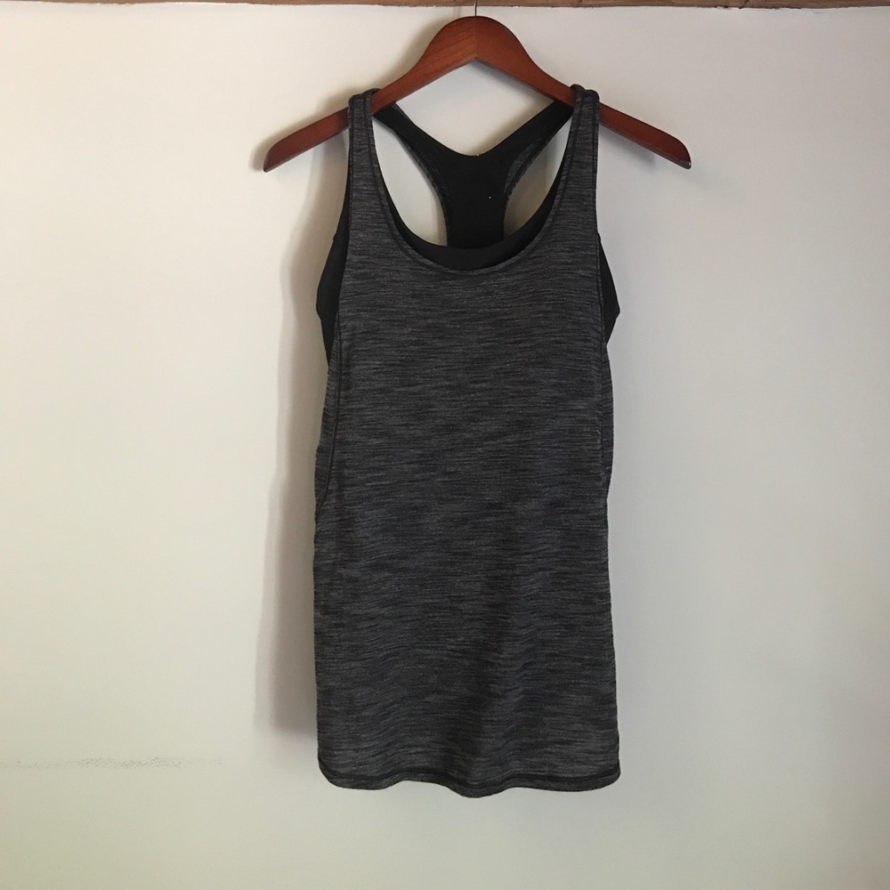 Lululemon grey & black built in bra workout tank 8